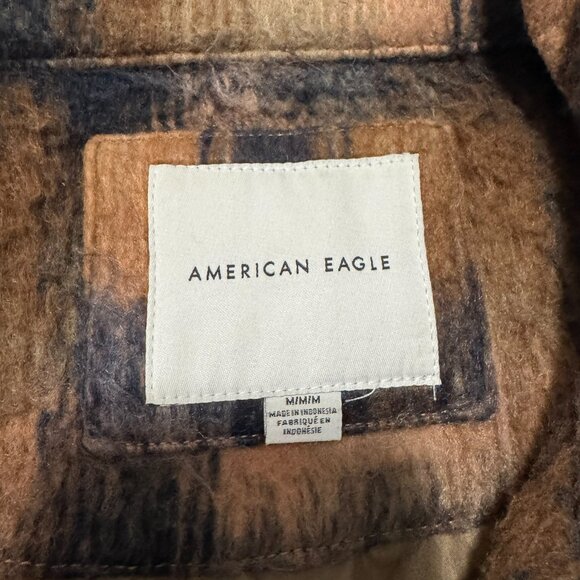 American Eagle | Lined Brushed Plaid Neutral Tone Jacket - Size M - Picture 7 of 14